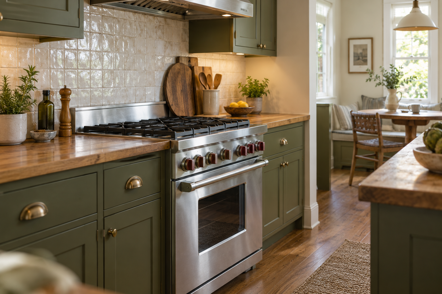 Illustrative Wolf range in a residential kitchen — AI image for Viking Repair Ardsley