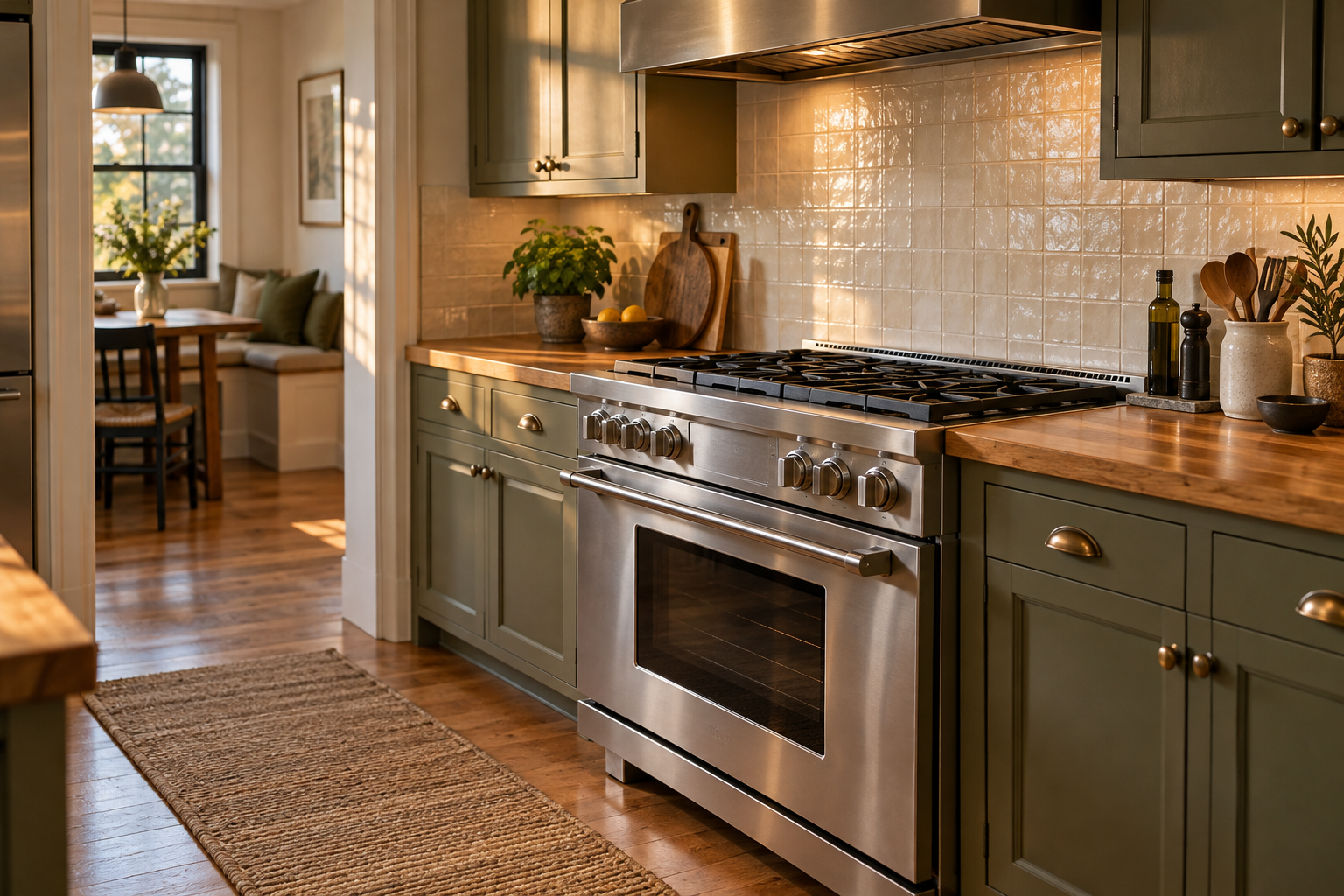 Illustrative Wolf range in a residential kitchen — AI image for Viking Repair Ardsley