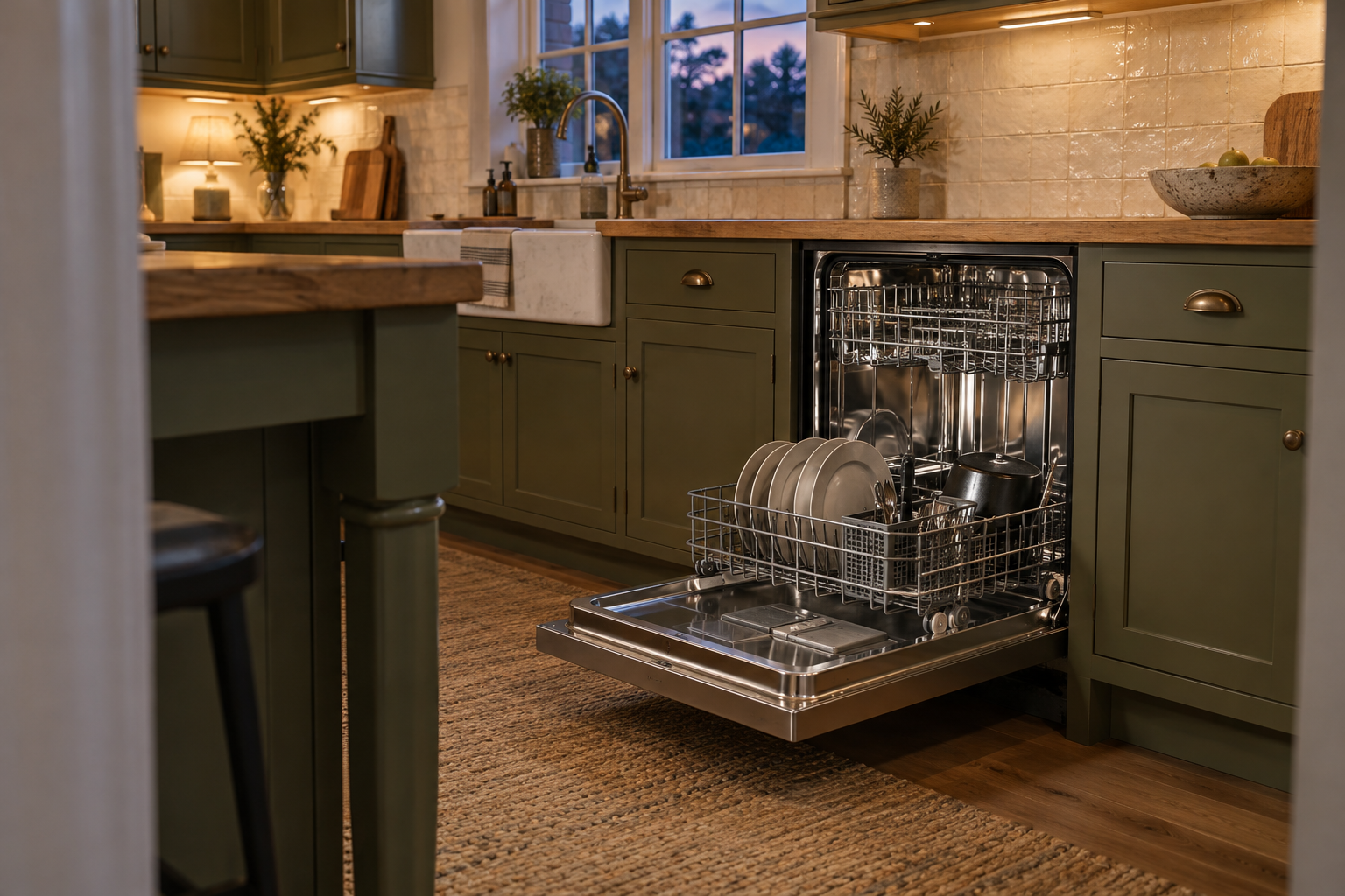 Illustrative Viking dishwasher in a residential kitchen — AI image for Viking Repair Ardsley