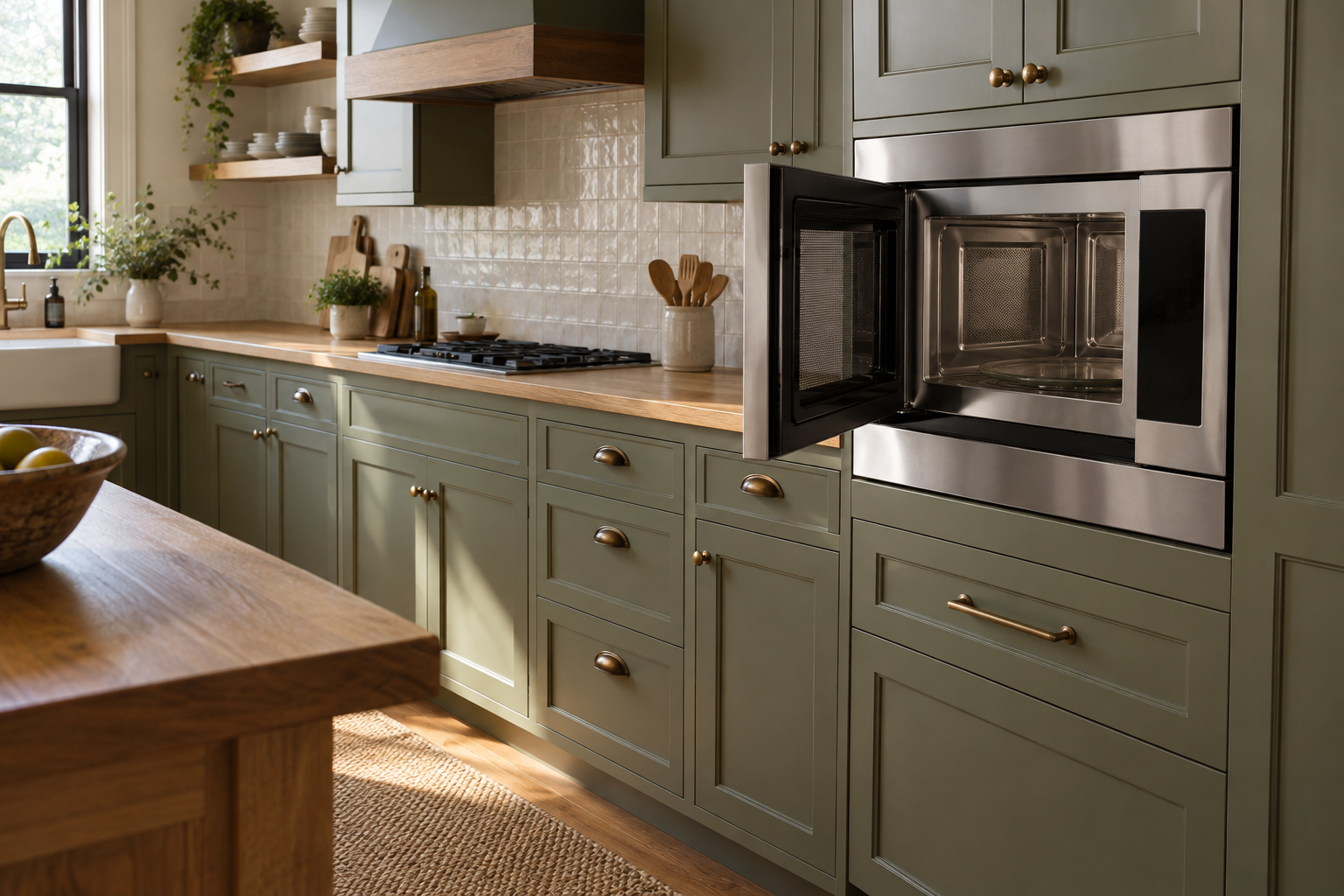 Illustrative Wolf microwave in a residential kitchen — AI image for Viking Repair Ardsley